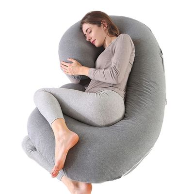 Pregnancy Pillow C-Shaped Maternity Pillow in Grey Comfortable Cotton Pillowcase, Removable and Washable Multifunctional Breastfeeding Pillow, Side Sleeper, Cuddle Pillow