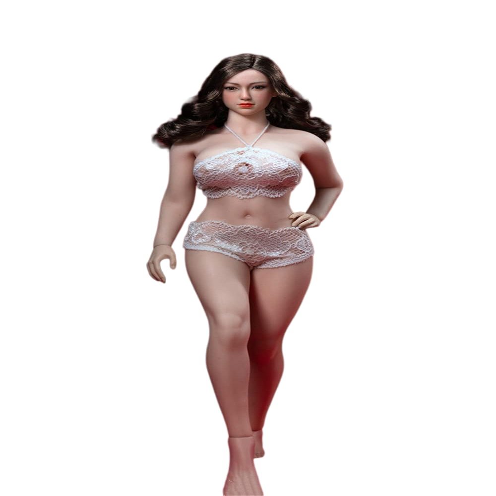 1/6 Scale Female Body,12inch Super Flexible Large Bust Plus Size Female Seamless Action Figure Body Collection (S38 Pale Skin Include Head)