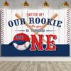 AIBIIN Baseball 1st Birthday Backdrop Baseball Birthday Party Decorations Banner Boy Sports Ball White Stripe Backdrop Background 1st Birthday Boy Backdrop Banner For Cake Table Supplies 7x5ft view 1