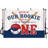 AIBIIN Baseball 1st Birthday Backdrop Baseball Birthday Party Decorations Banner Boy Sports Ball White Stripe Backdrop Background 1st Birthday Boy Backdrop Banner For Cake Table Supplies 7x5ft view 3