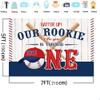 AIBIIN Baseball 1st Birthday Backdrop Baseball Birthday Party Decorations Banner Boy Sports Ball White Stripe Backdrop Background 1st Birthday Boy Backdrop Banner For Cake Table Supplies 7x5ft view 4