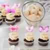 24Pcs Lively 3D Butterfly Cupcake Toppers Double Layer Butterfly Decorations for Girls Women's Happy Birthday Wedding Party Cake Wall Party Food Decorations Pink view 3