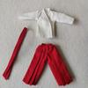 1/12 Samurai Kimono Clothes for 6" 6 inches 1:12 Action Figure Doll Clothes (White top&red Trousers) view 1