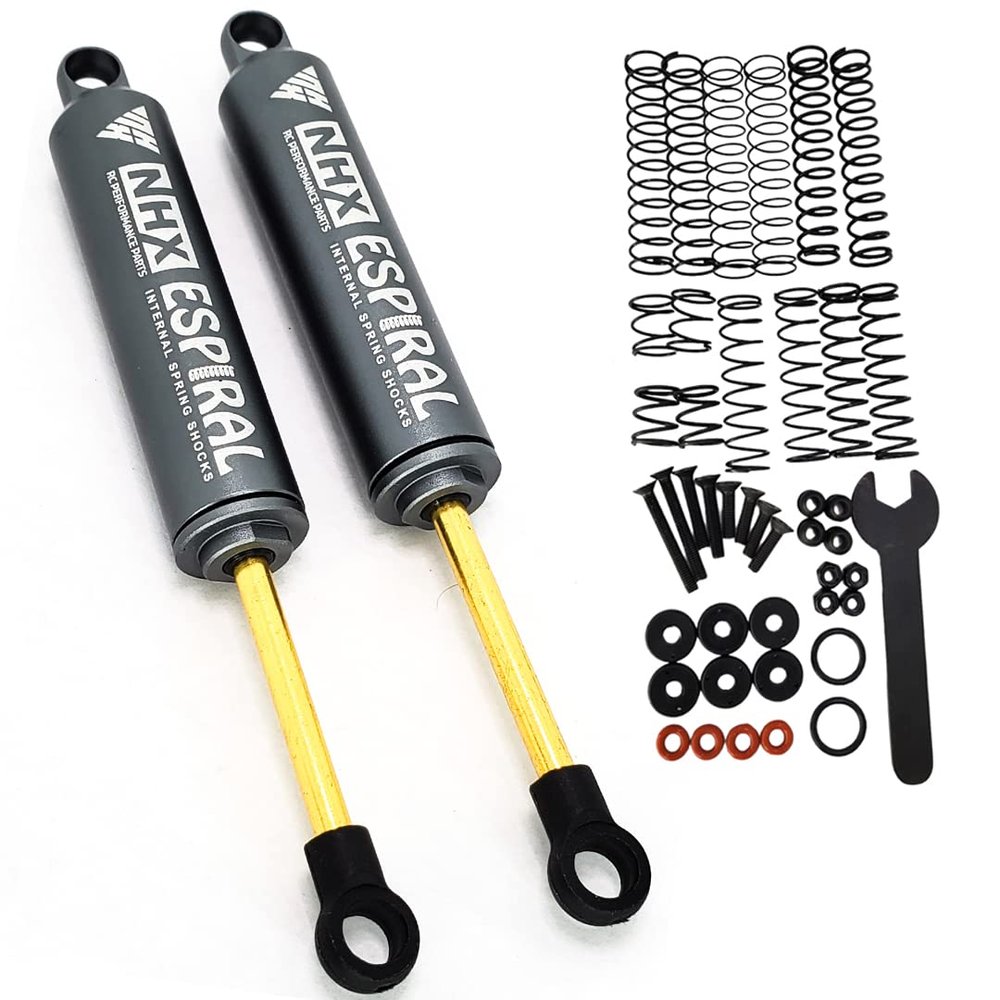 NHX RC 100mm Espiral Two Stage Internal Spring Damper Shocks (2) Gunmetal : Crawler