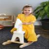 AmishToyBox.com Wooden Rocking Horse Toddler Ride-On Toy (White and Natural) view 3