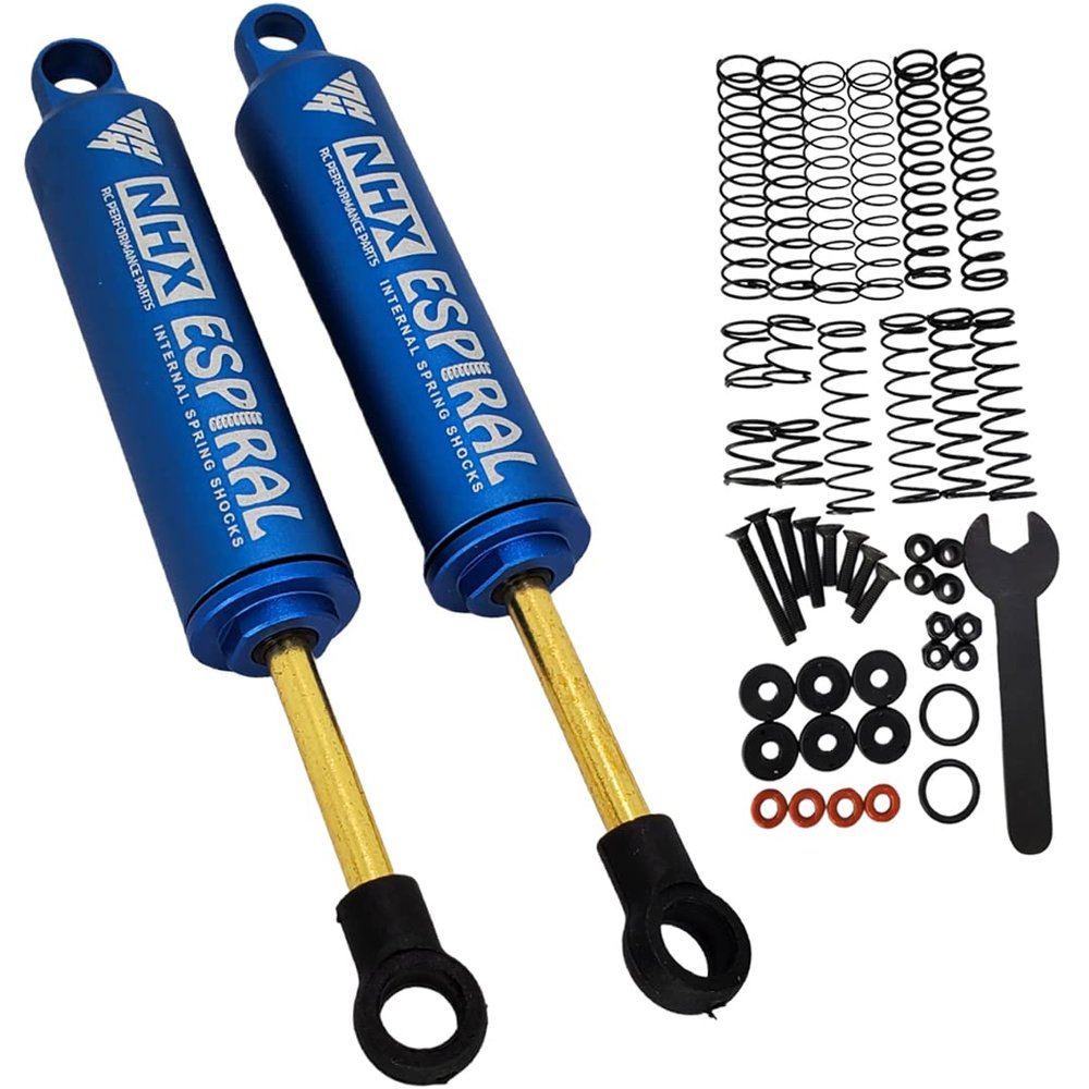 NHX RC 90mm Espiral Two Stage Internal Spring Damper Shocks (2) Blue : Crawler
