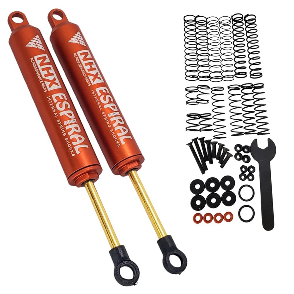 NHX RC 120mm Espiral Two Stage Internal Spring Damper Shocks (2) Orange : Crawler