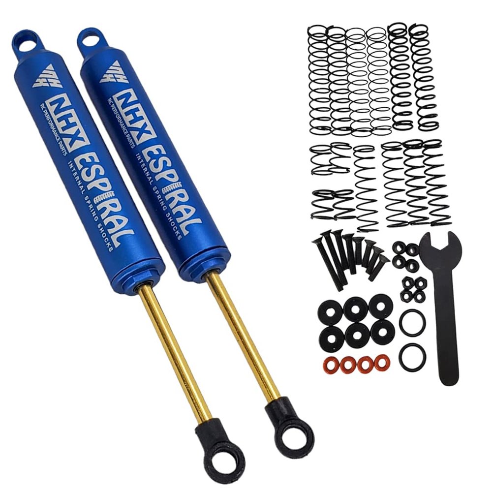 NHX RC 120mm Espiral Two Stage Internal Spring Damper Shocks (2) Blue : Crawler