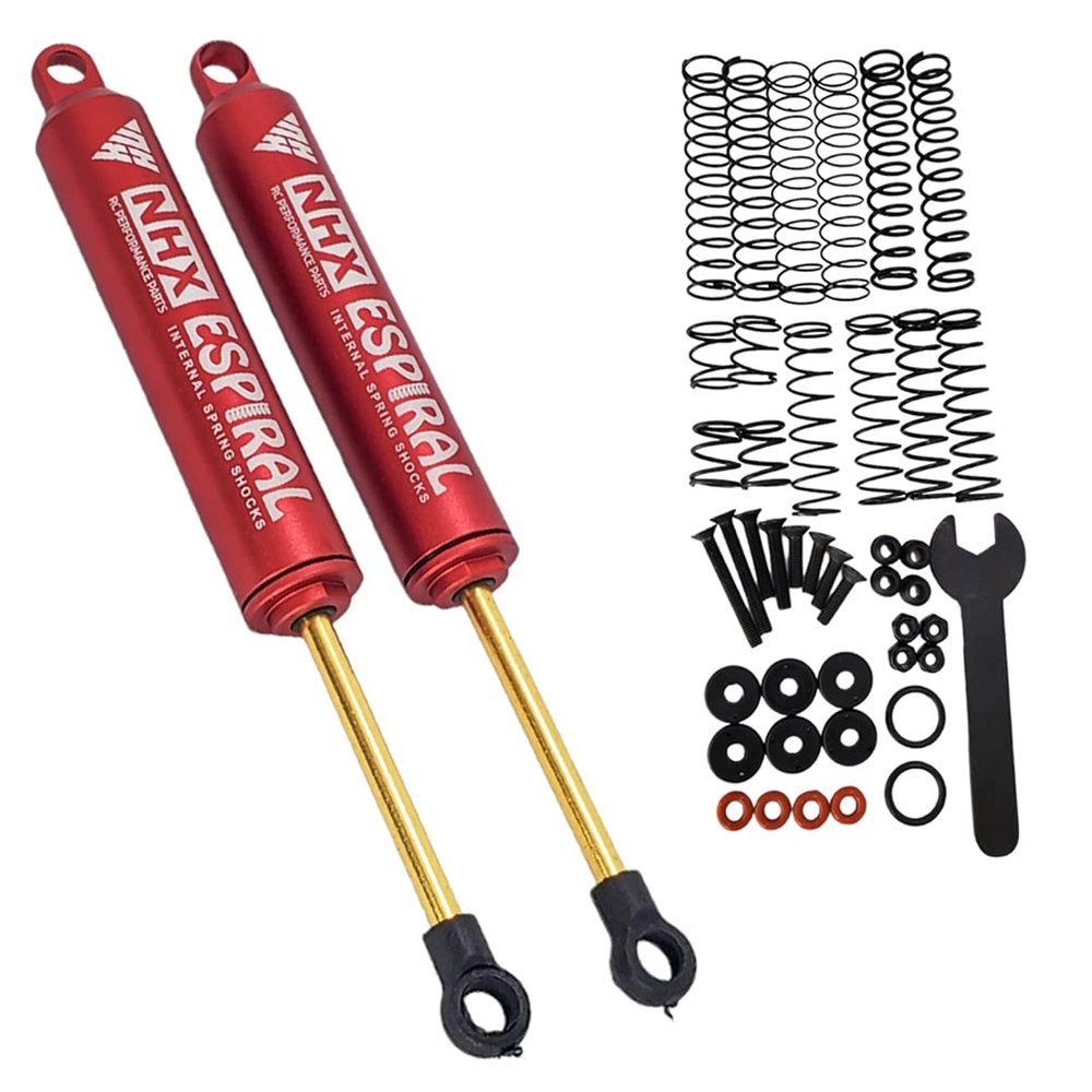 NHX RC 120mm Espiral Two Stage Internal Spring Damper Shocks (2) Red : Crawler