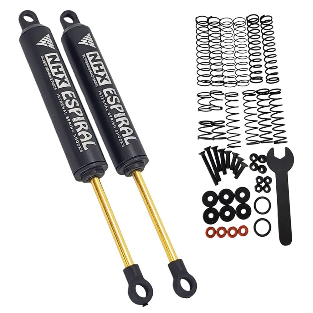 NHX RC 120mm Espiral Two Stage Internal Spring Damper Shocks (2) Black : Crawler