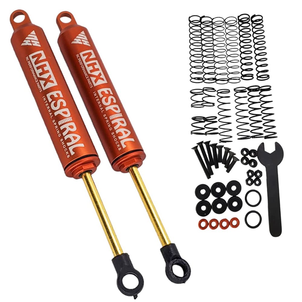NHX RC 110mm Espiral Two Stage Internal Spring Damper Shocks (2) Orange : Crawler