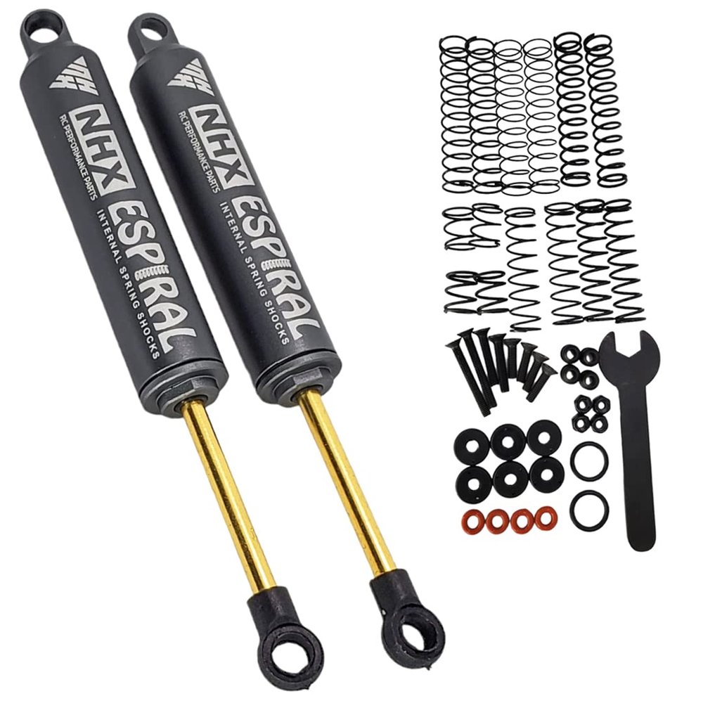 NHX RC 110mm Espiral Two Stage Internal Spring Damper Shocks (2) Gunmetal : Crawler