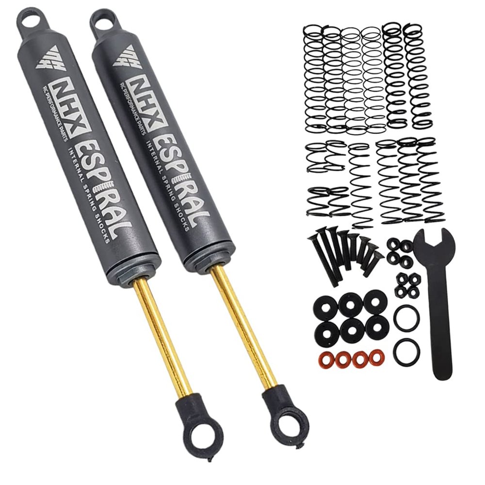 NHX RC 120mm Espiral Two Stage Internal Spring Damper Shocks (2) Gunmetal : Crawler