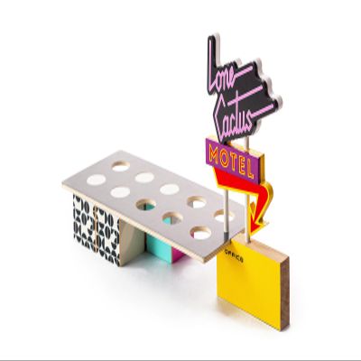 CANDYCAR Wooden Diecast Collection - Lone Cactus Motel, Premium Handcrafted Beech Wood Toy
