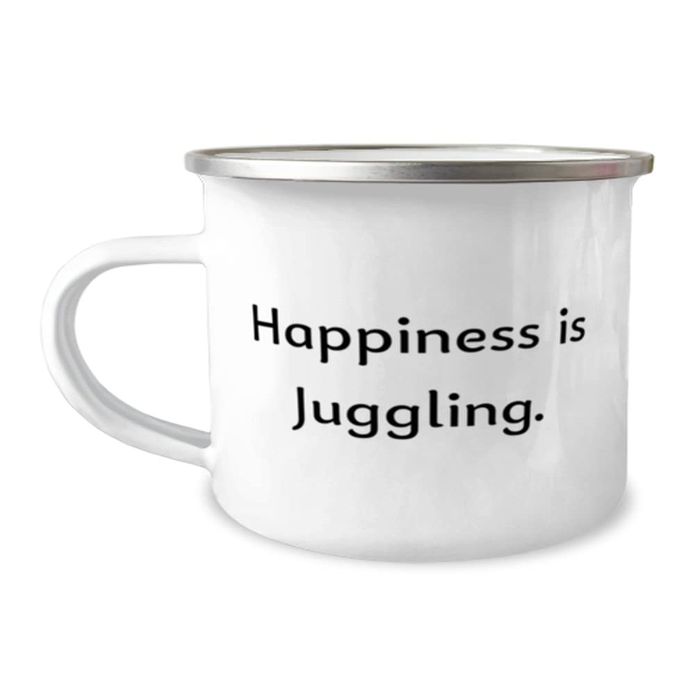 Inappropriate Juggling 12oz Camper Mug, Happiness is Juggling, Present For Friends, Epic From