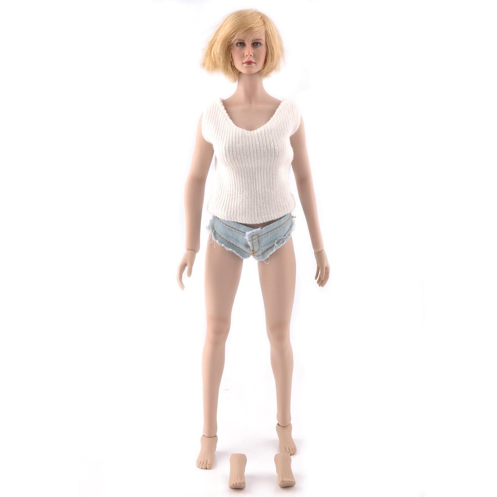 1/6 Scale Female Body,12inch Female Large Bust Super Flexible Seamless Action Figure Body with Detachable Feet Collection (S12D Suntan Skin)