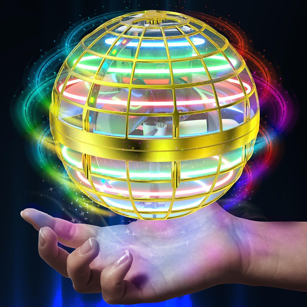 AMERFIST 2025 Flying Orb Ball Toy,Cosmic Globe Boomerang Hover Ball Galactic Fidget Spinner, Hand Drone Orbit, Cool Toys Gift for 6 7 8 9 10+ Year Old Boys Girls Teens Outdoor Toys(Golden)