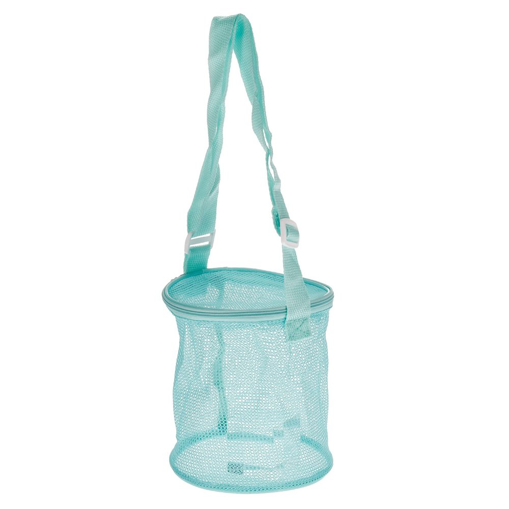 PATIKIL Mesh Beach Bag, Sea Shells Mesh Tote Sand Boxes Collecting Nets Bags with Zipper for Travel, Green