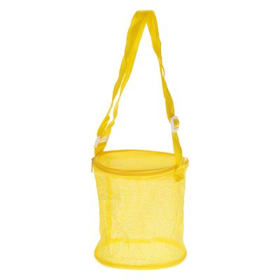 PATIKIL Mesh Beach Bag, Sea Shells Mesh Tote Sand Boxes Collecting Nets Bags with Zipper for Travel, Yellow