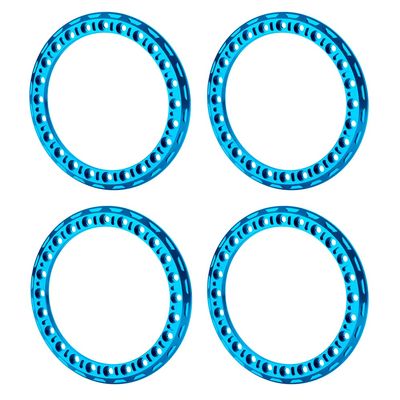 WEFEINO 4PCS Aluminum Replacement Wheels Rims 2.2" Beadlock Ring for 1/10 Axial Wraith SCX10 D90 Wraith 90048 TRX4 TRX6 (Blue-A)