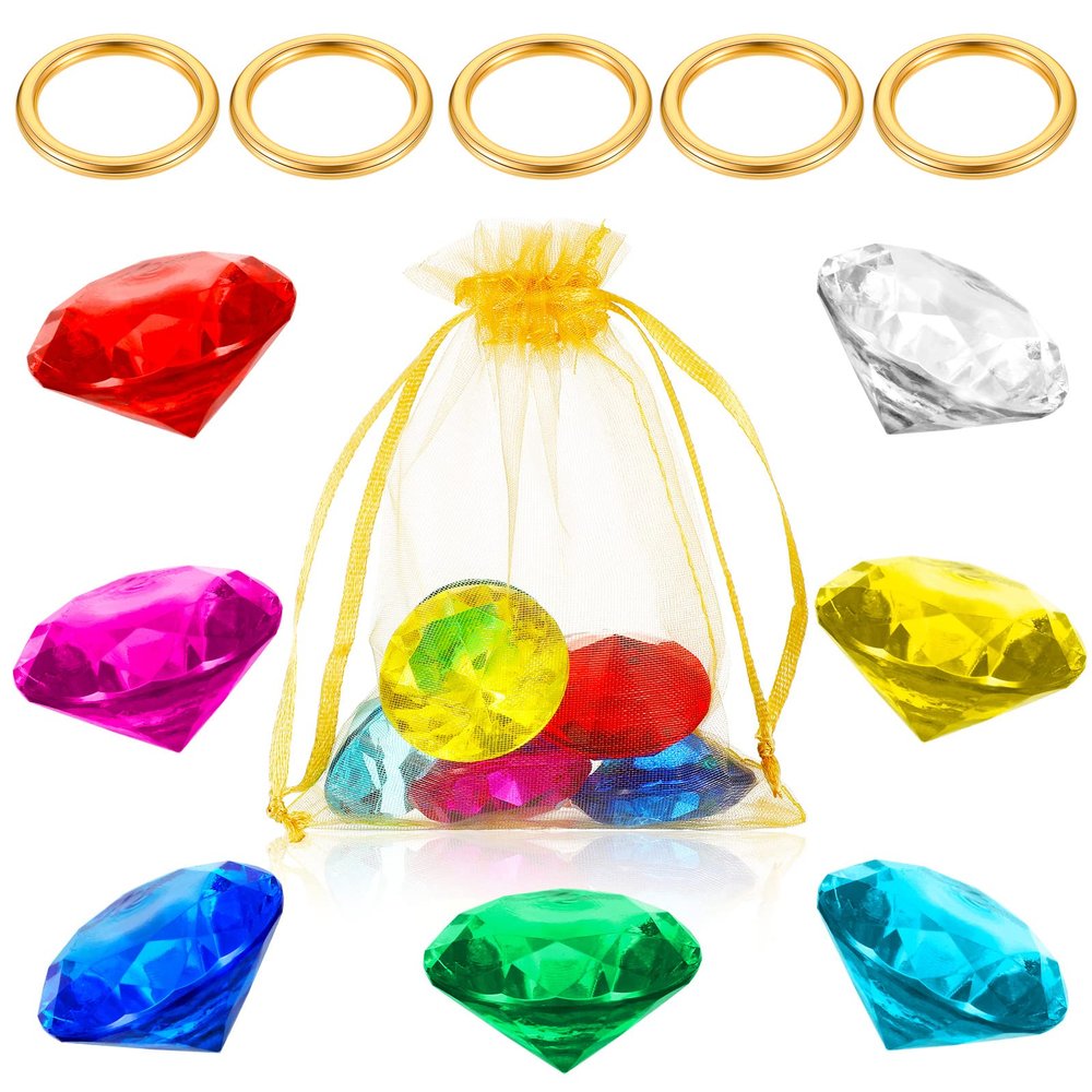 ZCYSRLQIN 12 Pcs Gold Round Ring Set Acrylic Diamond Gemstone Jewelry Alloy Halloween Party Hunting Cake Ornament Gift Bag Blue Hedgehog Power Ring (1 x 1.57 inches)