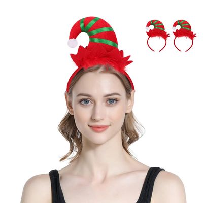 HKSICHENGKEJI 2 Pieces Elf Headbands Christmas Cute Elf Hair Hoop with Small Bell Holiday Headpiece for Kids Girls Party