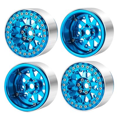 MOHERO 4PCS Metal RC Rim 2.2 Inch Beadlock Wheel Rim & Wheel Outer Ring for 1:10 RC Rock Crawler Axial SCX10 Wraith 90048 90046 TRX4 TRX6 (Blue)