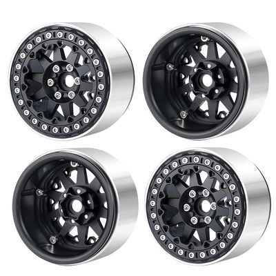 MOHERO 4PCS Metal RC Rim 2.2 Inch Beadlock Wheel Rim & Wheel Outer Ring for 1:10 RC Rock Crawler Axial SCX10 Wraith 90048 90046 TRX4 TRX6 (Black)