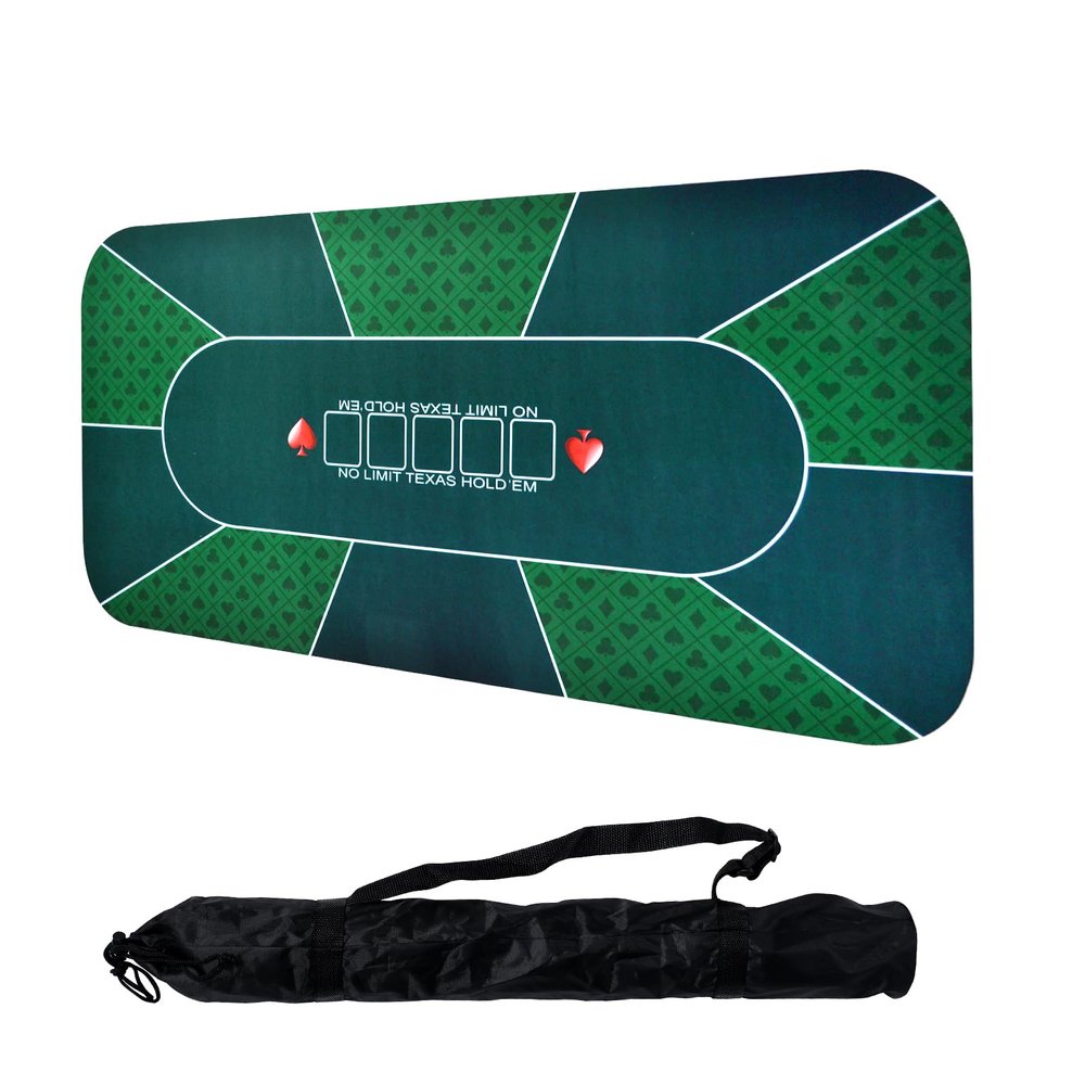 71 x 36Inch Texas Hold'Em Poker Mat Portable Rubber Poker Table Top Water Waterproof, Noise Reduction Suitable For Any Tabletop Game Premium Carry Bag Is Provided For Playing Everywhere(Green)