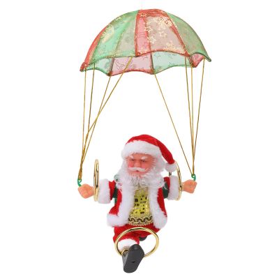 Parachute Toys, Cute Shape Hanging Outdoor Christmas Decorations Electric Singing and Dancing Battery Powered Christmas Ornaments for Window Doors Trees (Circling)