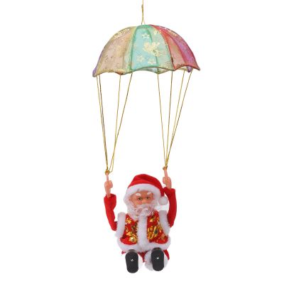 Parachute Toys, Cute Shape Hanging Outdoor Christmas Decorations Electric Singing and Dancing Battery Powered Christmas Ornaments for Window Doors Trees (Somersault)