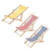 SGerste 3pcs Dolls House Miniature Garden Beach Furniture Stripe Folding Deck Chair view 1