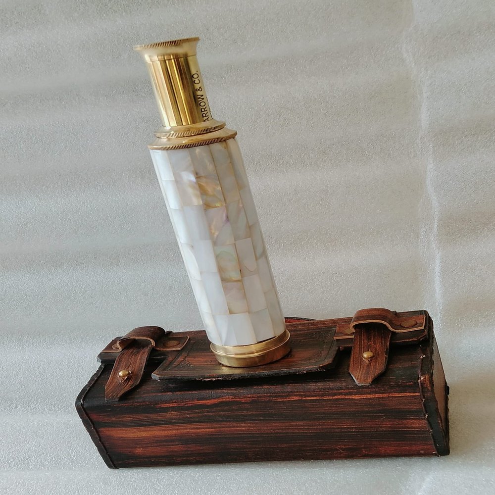 Nautical Vintage Brass Mother of Pearl Binocular|Marine Spyglass Telescope|Unique Telescope|Collectible Gift for Antique Lover Telescope Gifts Christmas,Anniversary