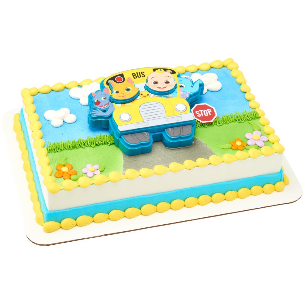 DECOPAC DecoSet CoComelon Ready for Adventure! Cake Topper, 4 Piece Cake Decoration Set With JoJo, Kittens, Wally, and Ello Puzzle Jigsaw (27978)
