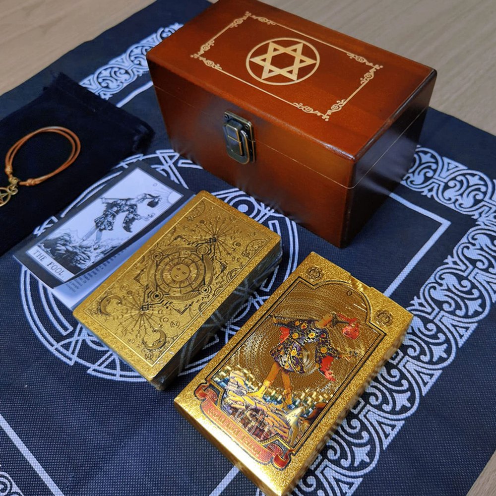 Jayiaine Tarot Deck, with 80 Waterproof Cards of Guide Divination Oracle Bone Inscriptions, Destiny Game Suit is A Christmas Birthday Gift for Beginner Experts and Readers,Black