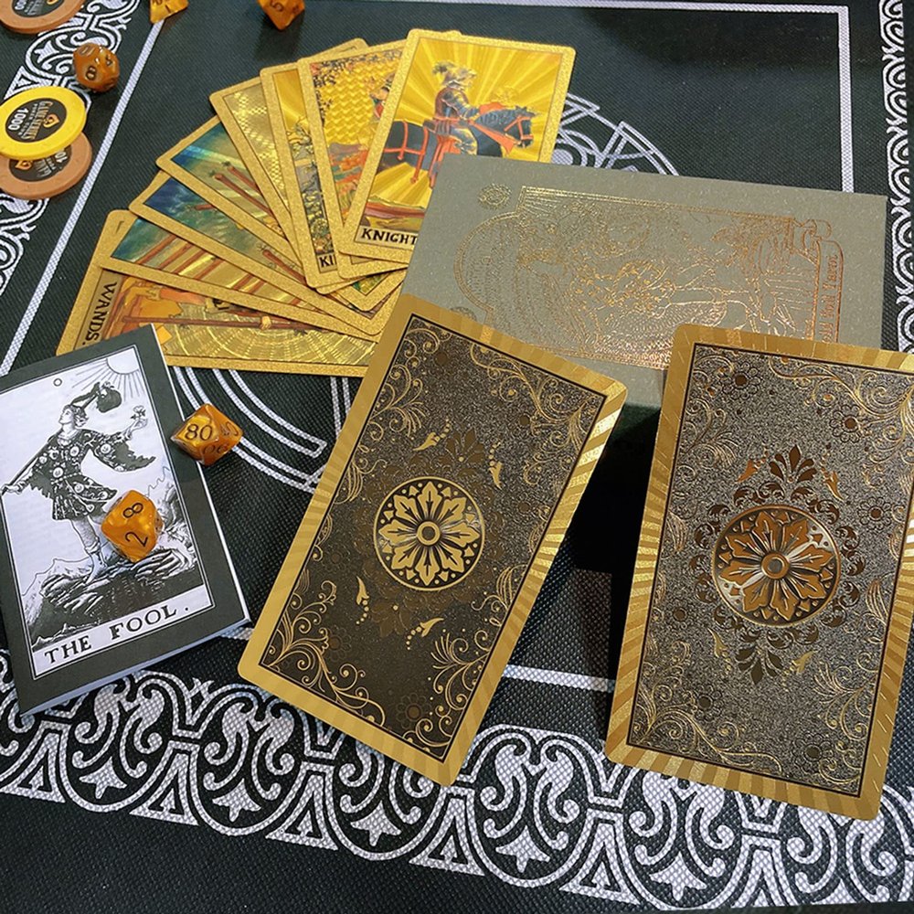 Jayiaine Tarot Deck, Waterproof and Guide Divination Oracle 80 Cards, Fortune Telling Game Set for Family Reunion Beginner Expert Reader Christmas Birthday, Black