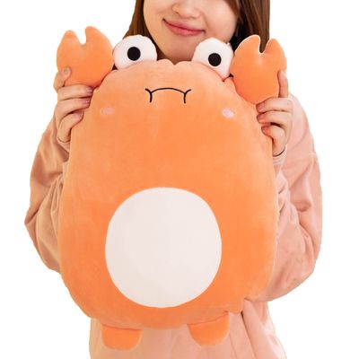 CASAGOOD Soft Flat Crab Plush Hugging Pillow Cute Orange Crab Stuffed Animal Plushies Toys Kids Anime Cushion for Birthday, Valentine's Day, Christmas...16.5 Inch