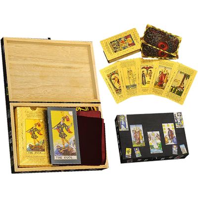 Jayiaine Tarot Cards Deck, Water Proof with Guidebook Divination Oracle 80 Cards, Fortune Telling Game Set for Family Reunion Beginners Expert Readers for Christmas Birthday, Black