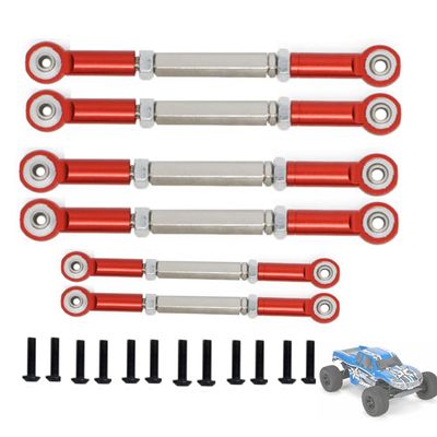 6Pcs Pull Rod Link Rod Set Upgrade Parts for 1/10 ECX 2WD Series Ruckus Torment Axe Brutus Circuit AMP RC Car(Red)