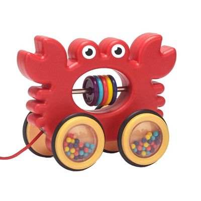 predolo Toddler Toys, Pull-Along Baby Toy with Rustling Wheels, Push and Pull Action, Early Toy, Birthday Gifts, Crab
