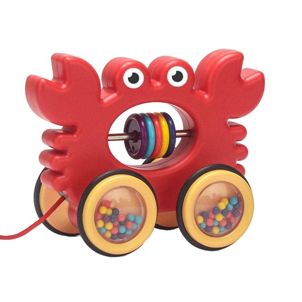 predolo Toddler Toys, Pull-Along Baby Toy with Rustling Wheels, Push and Pull Action, Early Toy, Birthday Gifts, Crab