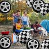 12 Pcs Tire Balloons Black and White Checkered, 18 Inch Race Car Wheel Foil Balloons for Baby Shower Gender Reveal Racing Theme Birthday Party Decoration Party Supplies view 4