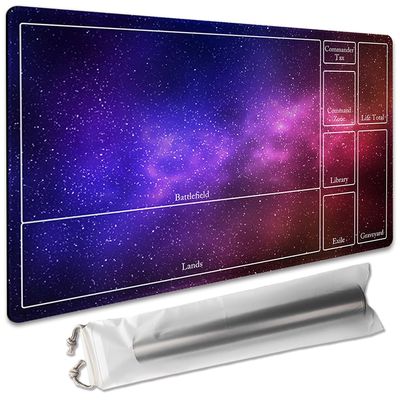 Board Game 14x24in MTG Playmat Compatible for OCG CCG RPG TCG Playmats (Blue and Black)