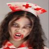 Fun Costumes Girl's Scary Zombie Nurse Costume Dress, Collar, Cuffs, Mesh Tights, Red (Large) view 2