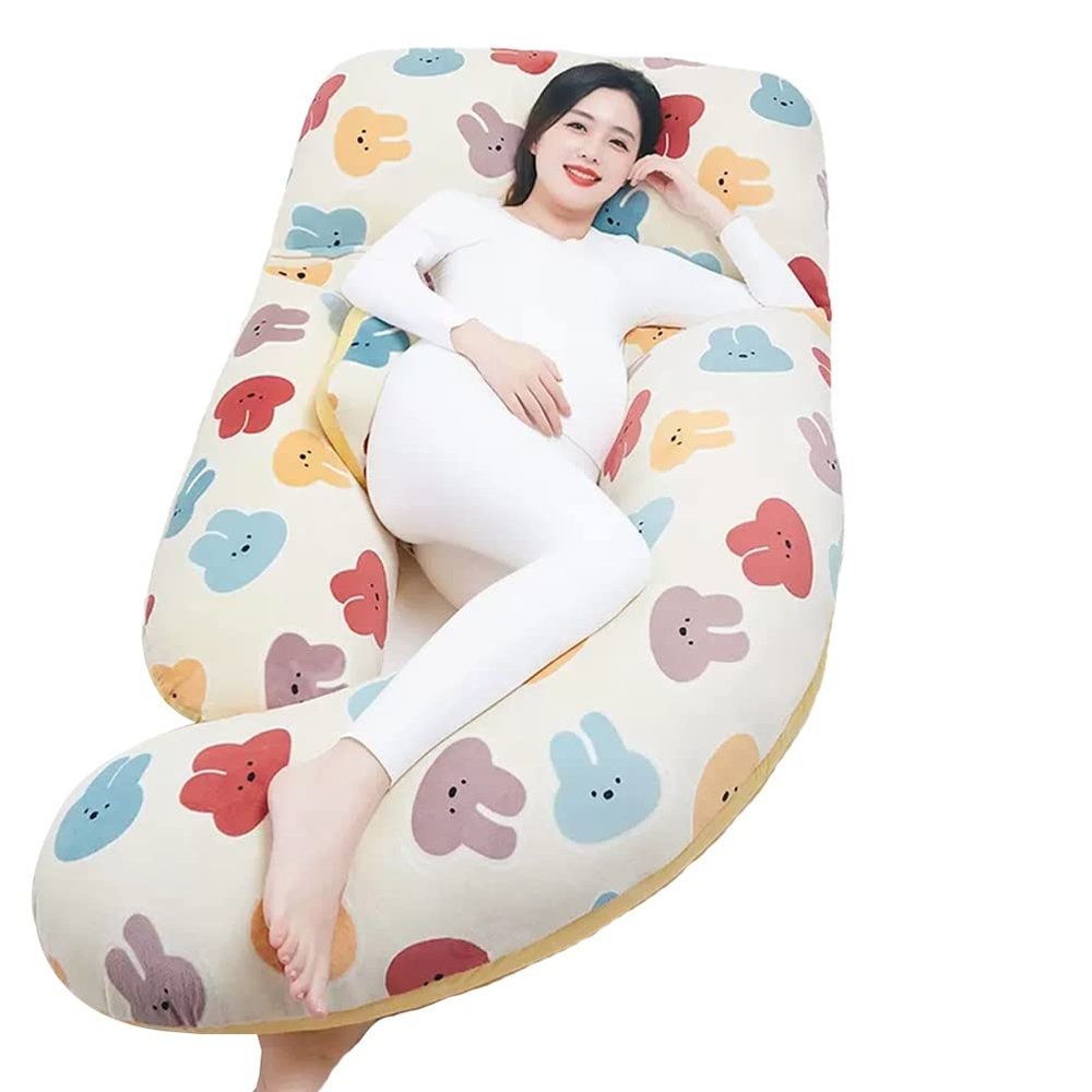 U-Shaped Full Body Maternity Pillow, Multifunctional Maternity Sleep Pillow Nursing Pillow, AB Side Soft Washable Cotton Cover (Color : Style 4, Size : 185x80x20cm)