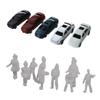 100Pcs Painted Car Layout Scale N Z (1 to 200) C200-4 & 100x People Figures Scale 1:200 White Style view 4