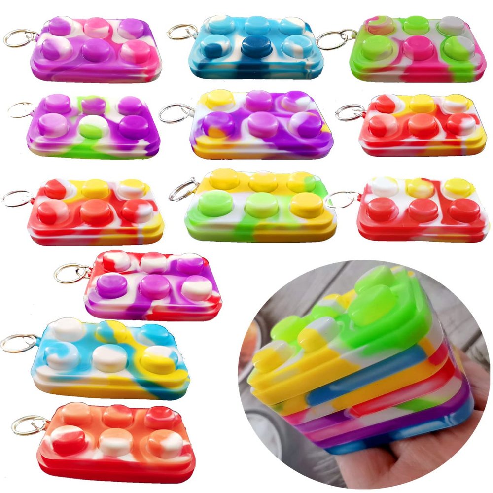 20 Packs Christmas Classroom Students Gifts Bulk Rainbow Bubble Fidgets Gifts from Teacher, Buliding Block Mini Pop Holiday Rewards Party Favors for Kids Adult