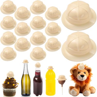 Sratte Mini Safari Hats Miniature Jungle Explorer Pith Hat Plastic Safari Party Tiny Adventure Party Toy Beige(25 Pcs)