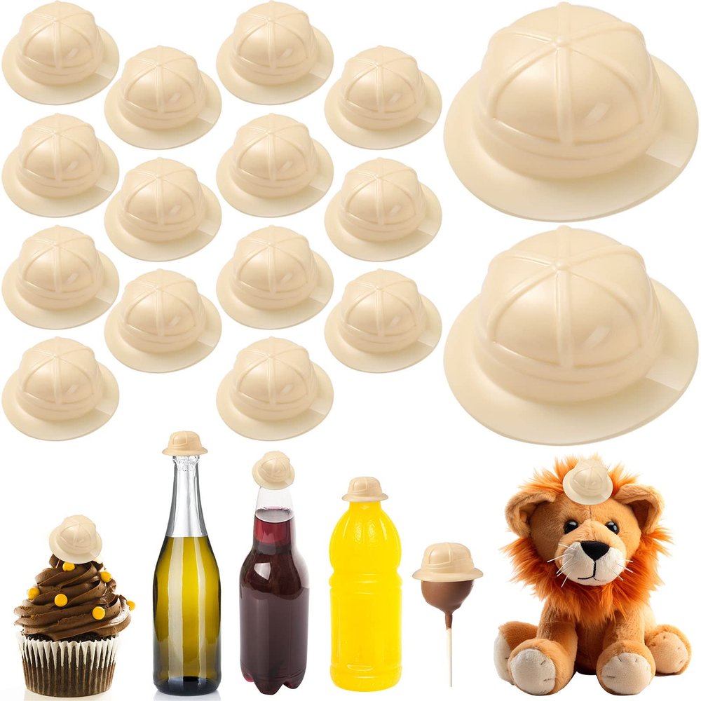 Sratte Mini Safari Hats Miniature Jungle Explorer Pith Hat Plastic Safari Party Tiny Adventure Party Toy Beige(25 Pcs)