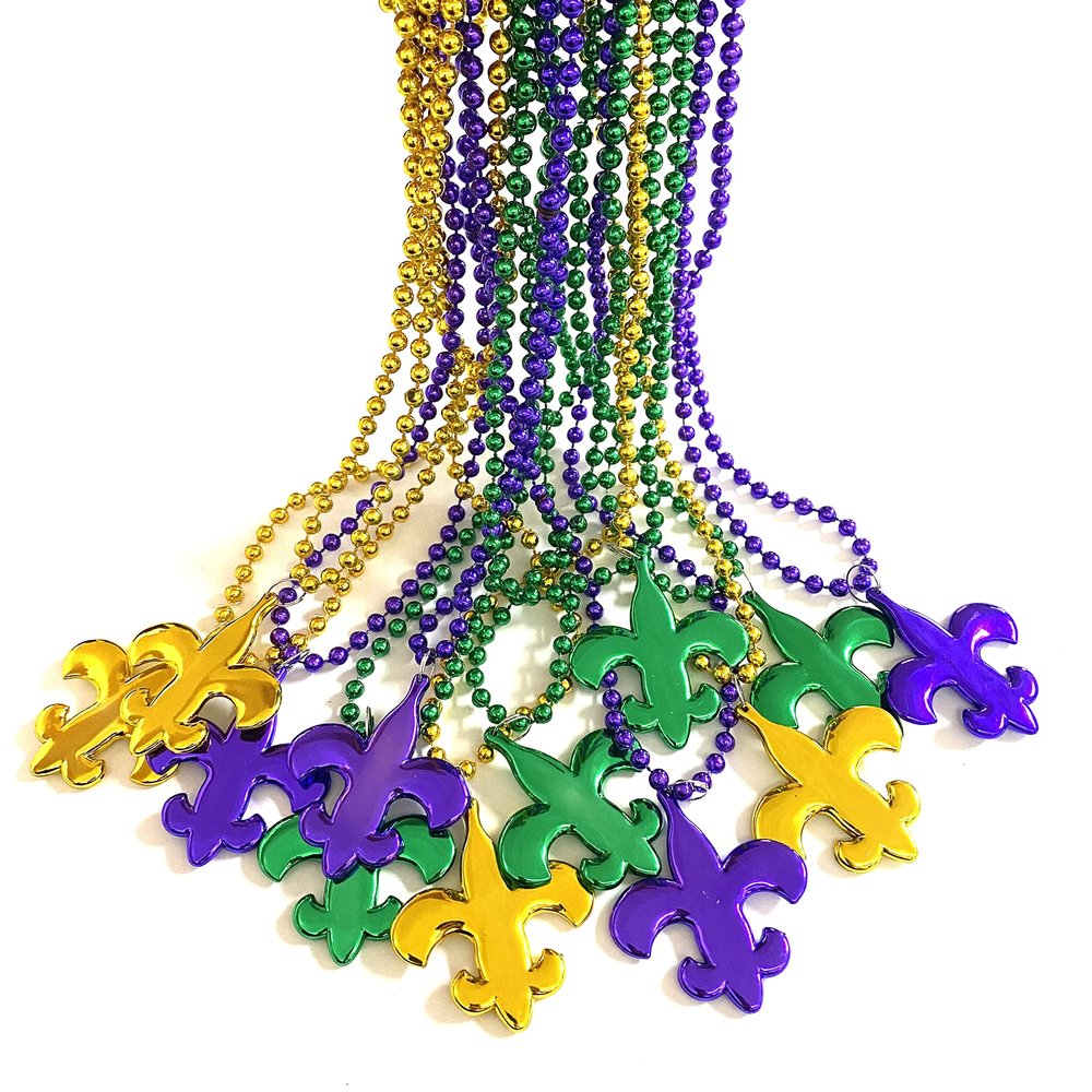 YSPPF 12 Pcs Mardi Gras Bead Necklace Gold Purple Green Mardi Gras Party Supplies